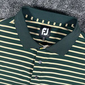 FootJoy Polo Shirt Mens Large Green Yellow Striped Short Sleeve Golf Top FJ